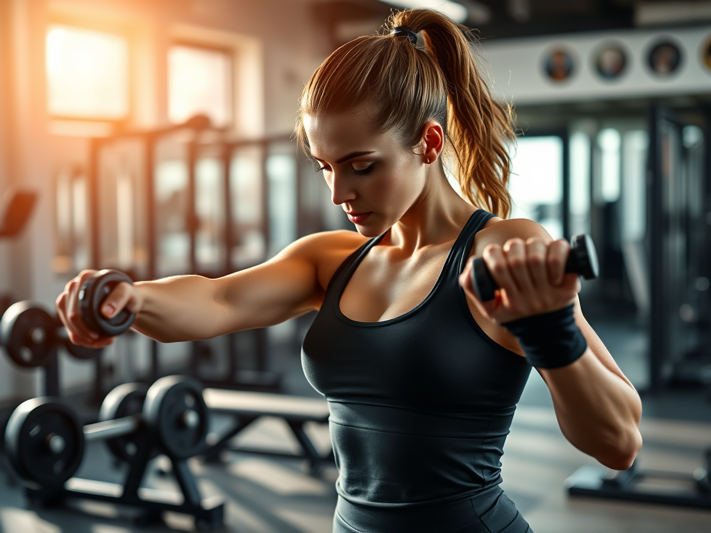 Mujer motivada iniciando su rutina para perder peso en el gimnasio.